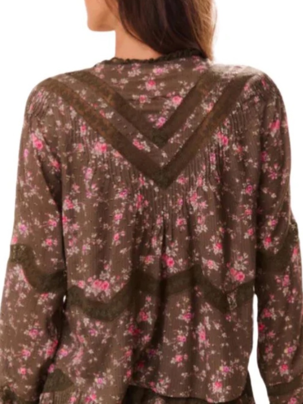 NWT- Loveshackfancy Floral Ravelle Button-Front Lace Trim Blouse- size small - Picture 4 of 8